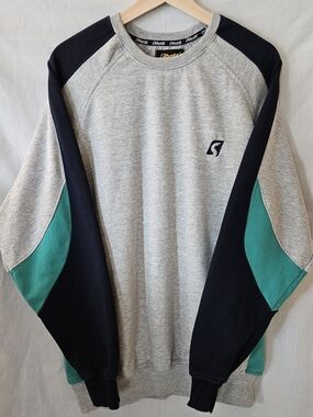 Vintage Shots Grey and Teal Men's Crewneck Sweater - Sport Logo